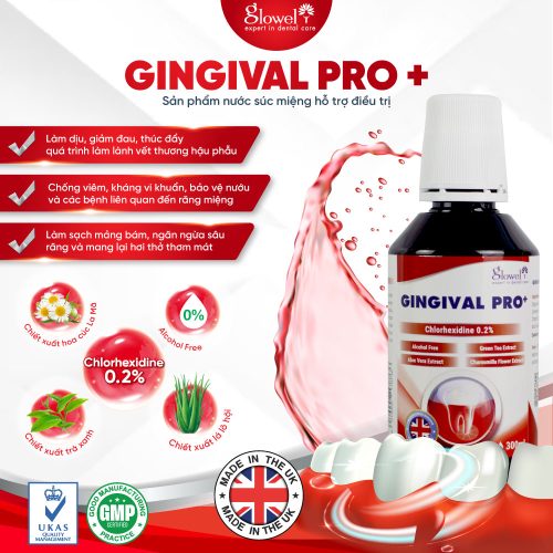 Nước Súc Miệng Điều Trị Hậu Nha Phẫu Glowel Gingival Pro+ Xuất Xứ Anh Quốc